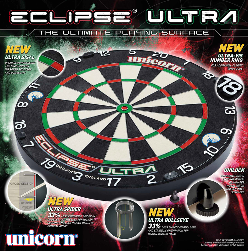 ECLIPSE ULTRA BRISTLE DARTBOARD - WITH UNILOCK dartskiva